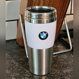 BMW Mybevi Insulated Travel Mug Cup White Stainless Steel Coffee Tumbler 14 Oz